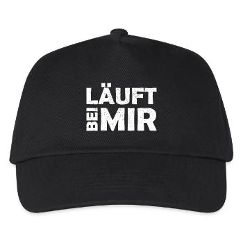 Läuft bei mir - Cooler Spruch - Laufen - Kinder Basecap - Schwarz - Vorne