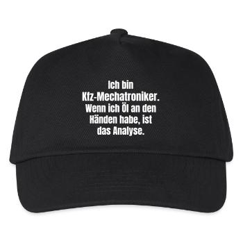 Kfz-Mechatroniker Öl-Hand Analyse - Kinder Basecap - Schwarz - Vorne