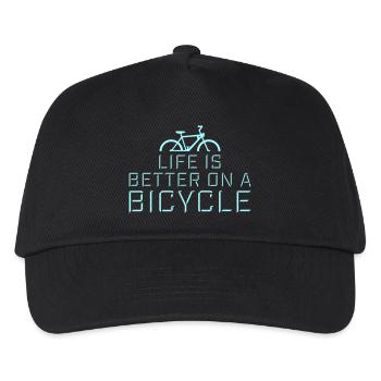 Life is better on a bicycle Radfahren Spruch Sport - Kinder Basecap - Schwarz - Vorne