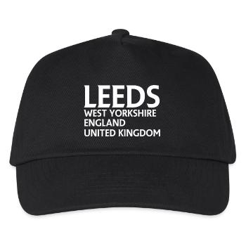 Leeds – England Liedtextdesign - Kinder Basecap - Schwarz - Vorne