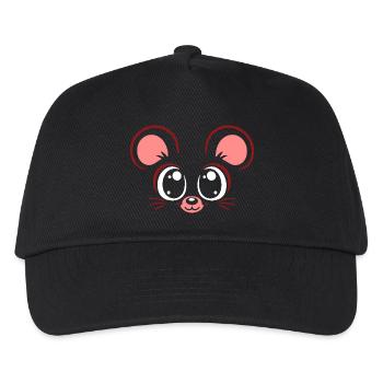 Maus | Big Face Kostüm Karneval Verkleidung - Kinder Basecap - Schwarz - Vorne