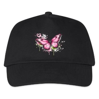 Schmetterling Graffiti Street Art  - Kinder Basecap - Schwarz - Vorne