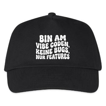 Bin am Vibe Coden Keine Bugs Nur Features - Kinder Basecap - Schwarz - Vorne