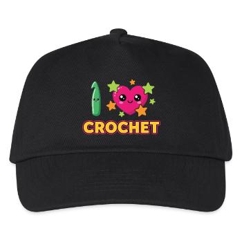 I Love Crochet Häkeln - Kinder Basecap - Schwarz - Vorne