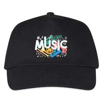 Farbenfrohe Musikmotive - Kinder Basecap - Schwarz - Vorne