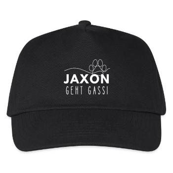 Jaxon geht Gassi Namensshirt Hundepfote Hundeleine - Kinder Basecap - Schwarz - Vorne