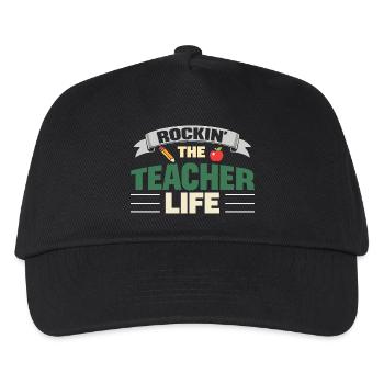 Rockin The Teacher Life Lehrer Spruch - Kinder Basecap - Schwarz - Vorne