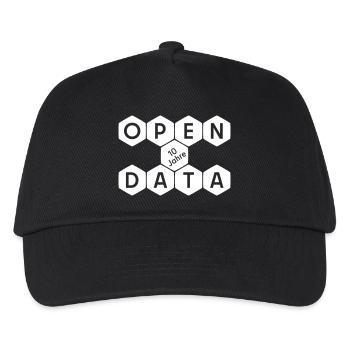 Open Data 10 Jahre Jubiläum (hell) - Kinder Basecap - Schwarz - Vorne