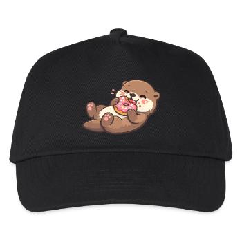 Cuddly bear with donut enjoyment - Kids’ Baseball Cap - black - Front
