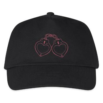 Handschellen Herz Liebe  - Kinder Basecap - Schwarz - Vorne