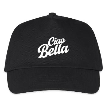 Ciao Bella Italien Spruch – Minimal Typo Design - Kinder Basecap - Schwarz - Vorne