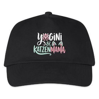 Yogini Katzenmama Yoga Katzenliebe - Kinder Basecap - Schwarz - Vorne