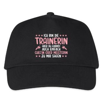 Trainerin Chefin oder Meisterin Fußballtrainerin - Kinder Basecap - Schwarz - Vorne