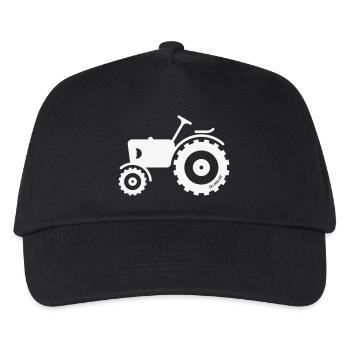 Trecker / Traktor / Schlepper / Zugmaschine (W) - Kinder Basecap - Schwarz - Vorne