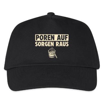 Poren auf Sorgen raus Sauna - Kinder Basecap - Schwarz - Vorne