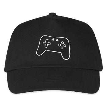 Retro-Controller Silhouette - Kinder Basecap - Schwarz - Vorne