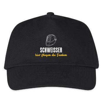Schweißer Geschenk Helm Hier fliegen die Funken - Kinder Basecap - Schwarz - Vorne