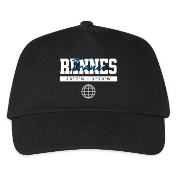 Rennes Frankreich Koordinaten Reise Souvenir - Kinder Basecap - Schwarz - Vorne