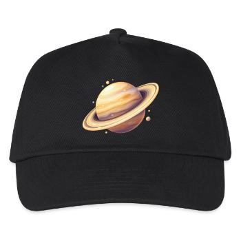 Saturn Farbplanet Illustration - Kinder Basecap - Schwarz - Vorne