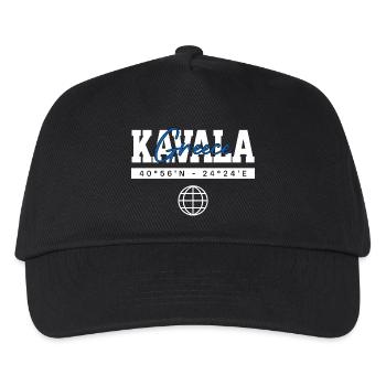 Kavala Griechenland Koordinaten Reise Souvenir - Kinder Basecap - Schwarz - Vorne