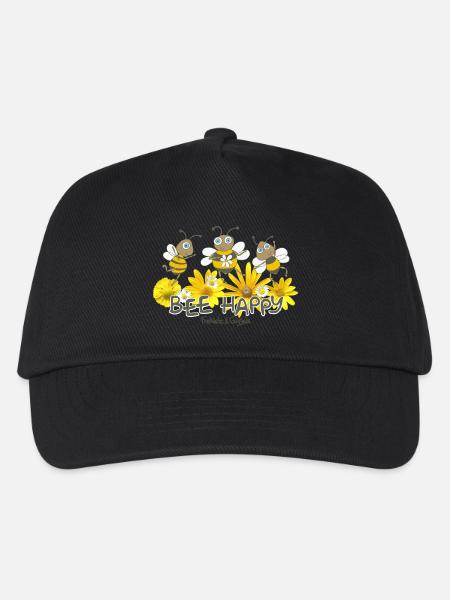Bee Happy - Kinder Basecap - Schwarz