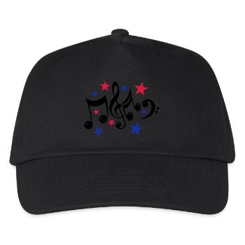 Noten und Sterne 3c - Kinder Basecap - Schwarz - Vorne