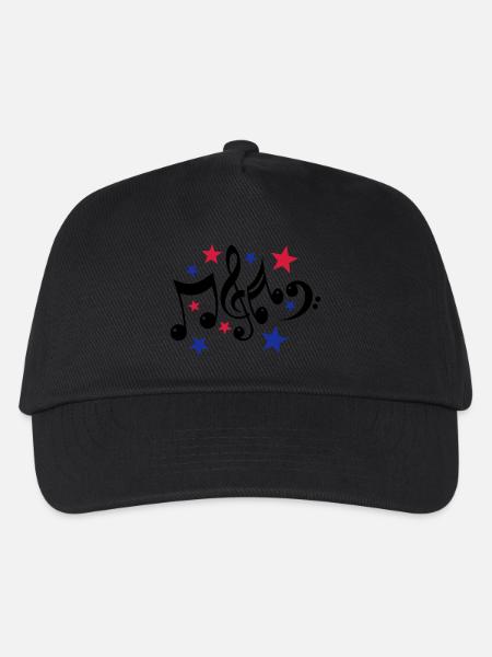 Noten und Sterne 3c - Kinder Basecap - Schwarz