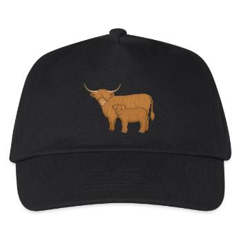 Highland cattle looking mi - Kids’ Baseball Cap - black - Front