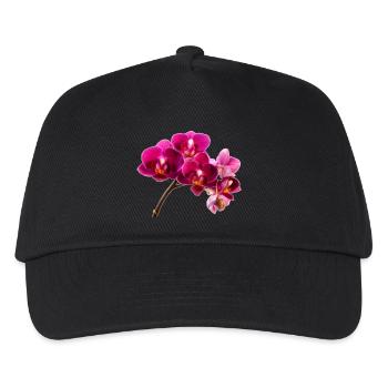 Orchidee Dunkellila - Kinder Basecap - Schwarz - Vorne