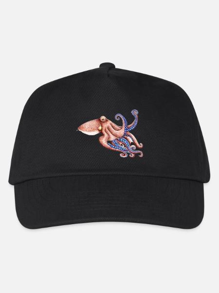 Blaue Krake - Blau Krake - Poulpe bleu - Kinder Basecap - Schwarz