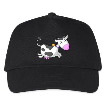 Galloping cartoon cow - Kids’ Baseball Cap - black - Front