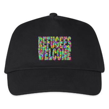 refugees welcome and many colorful butterflies - Kids’ Baseball Cap - black - Front