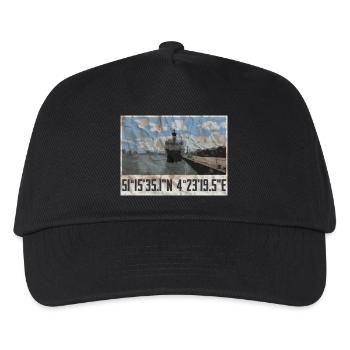 Antwerp port design with geocoordinates - Kids’ Baseball Cap - black - Front