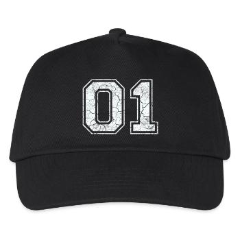 01 in white in the used look - Kids’ Baseball Cap - black - Front