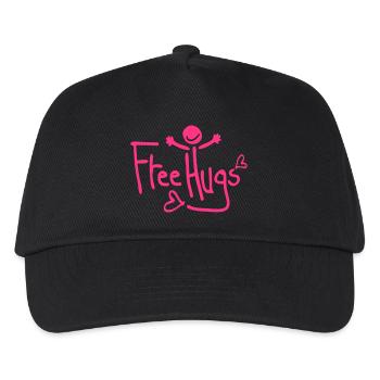 Free Hugs Text Lächeln Gesicht - Kinder Basecap - Schwarz - Vorne