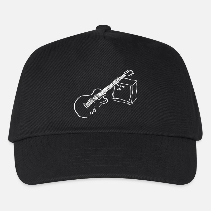 E Gitarre weiss - Kinder Basecap - Schwarz