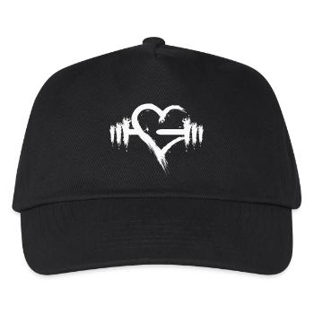 Herz offen Hantel weiß Fitness Sport Bodybuilding - Kinder Basecap - Schwarz - Vorne