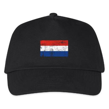 Flagge Niederlande Fahne Grunge Retro Vintage - Kinder Basecap - Schwarz - Vorne