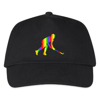 Bunter Unihockey Regenbogen - Kinder Basecap - Schwarz - Vorne