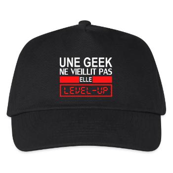 une geek ne vieillit pas elle level up - Kids’ Baseball Cap - black - Front