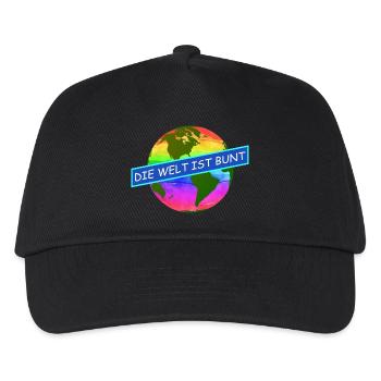 die welt ist bunt komtinente auf regenbogenfarben - Kinder Basecap - Schwarz - Vorne