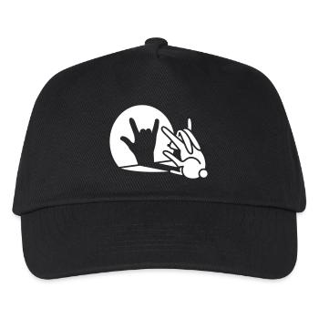 Funny rabbit shadow hand ROCK music HARD ROCK fan - Kids’ Baseball Cap - black - Front