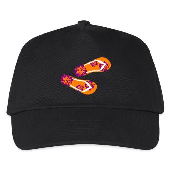 Badelatschen Hawai lila Flip Flops Sommer Urlaub - Kinder Basecap - Schwarz - Vorne
