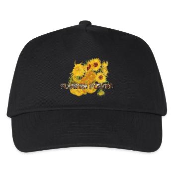 Sonnenblumen FLOWER POWER van Gogh Geschenkidee - Kinder Basecap - Schwarz - Vorne