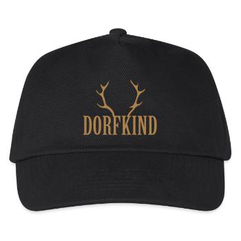 Dorfkind Reh Hirsch Geweih - Kinder Basecap - Schwarz - Vorne