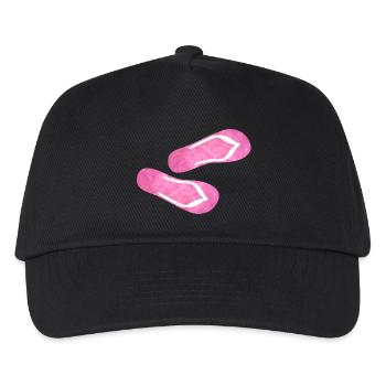 Flip Flop Latschen Plüsch Fell flauschig rosa pink - Kinder Basecap - Schwarz - Vorne