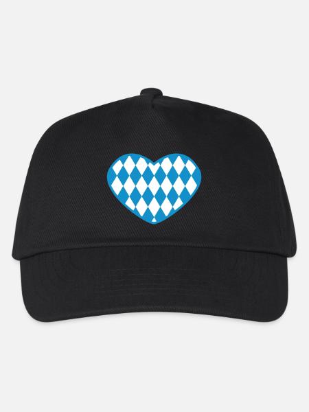 Herz - Bayern - Raute - Kinder Basecap - Schwarz