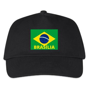 Brasília Stadt in brasilianischer Flagge - Kinder Basecap - Schwarz - Vorne