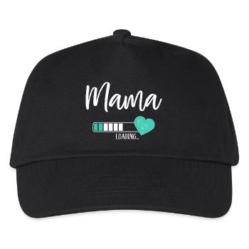 Mama Loading Herz Baby Junge Werdende Mama - Kinder Basecap - Schwarz - Vorne
