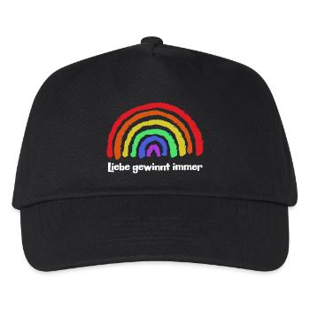 Regenbogen Frieden Freiheit Liebe Statement - Kinder Basecap - Schwarz - Vorne